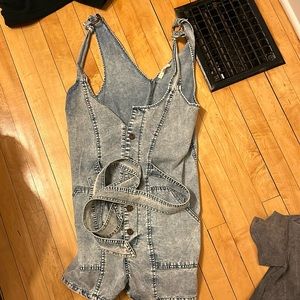 Jean Romper size medium with belt and button down in front